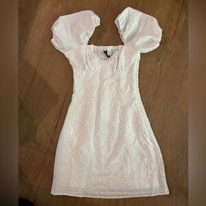 White and Baby Blue Puff Sleeve Dress (worn once)